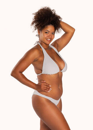 Side view - Lolo Halter Top in City Girl Stripe | POST SWIM