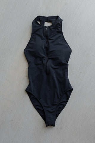 Zip Up One Piece - Black